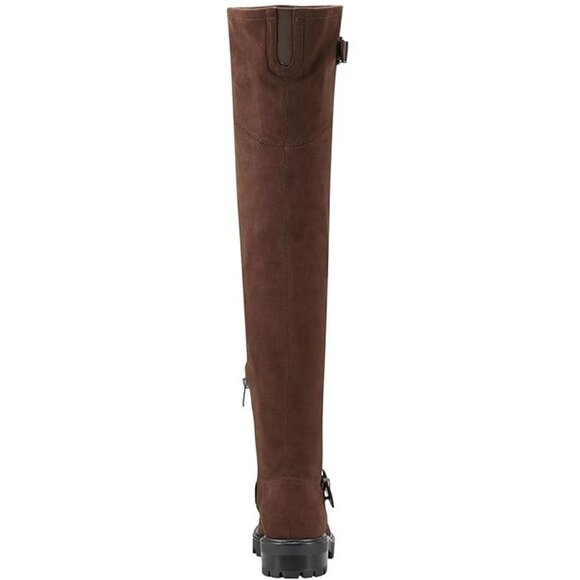 Marc Fisher Ganven Lug Sole Over The Knee OTK Moto Boots Size 9 Dark Brown NEW - Picture 5 of 13